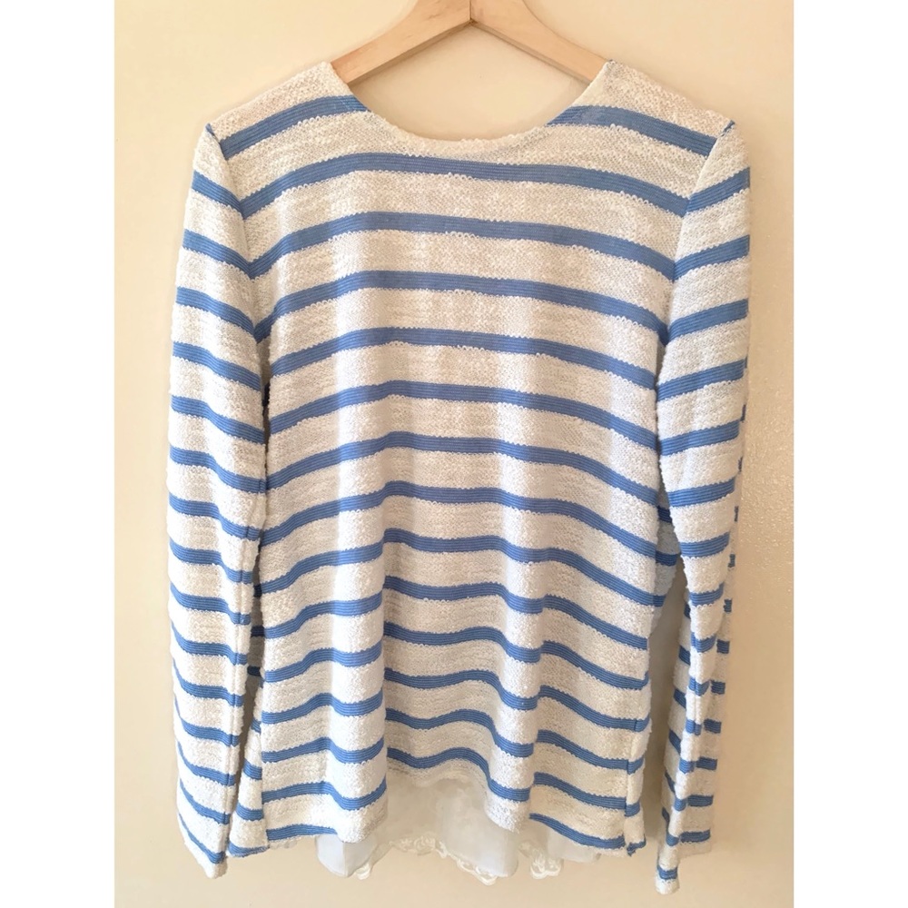 Anthropologie • M • Sullivan + James Striped Sweater Twist Layered Look Back
